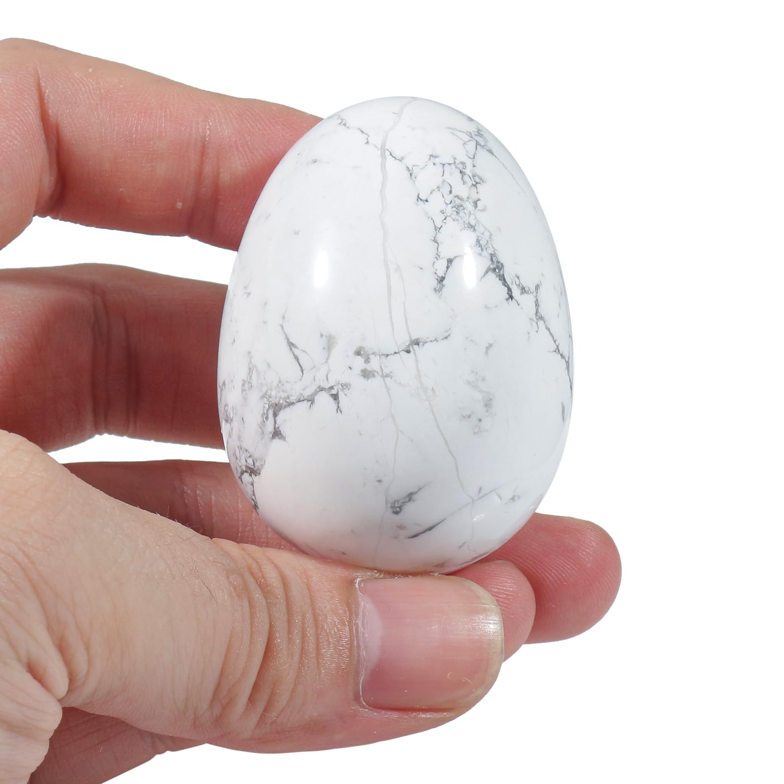 Ladeukoi Stone Egg Figurine, Polished Healing Crystal Easter Eggs Sphere Sculpture with Wood Stand - Image 2