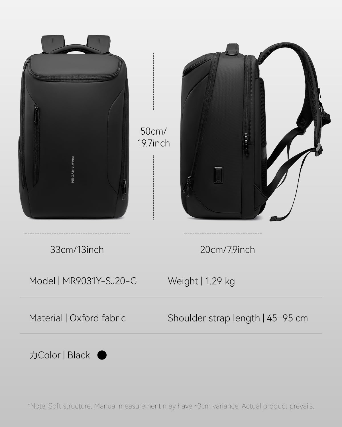 Muzee MARK RYDEN Business Backpack for Men 17.3 Inch with USB Charging Port — Amazon image 27