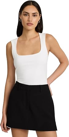 EXPRESS Womens Body Contour Light Compression Stretch Cotton Square Neck Tank
