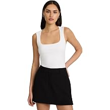 EXPRESS Womens Body Contour Light Compression Stretch Cotton Square Neck Tank