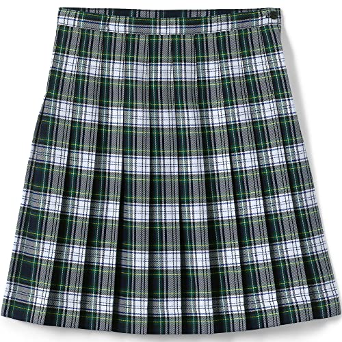 Lands' End Uniform Plaid Pleated Skirt Below The Knee White Plaid Kids 16 #TOP20
