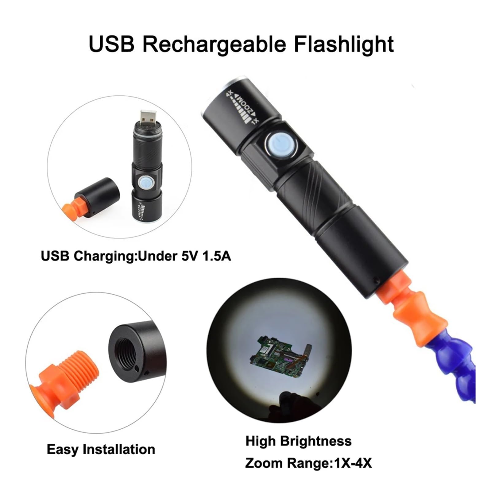 Saldatura Terza Mano Strumento, Saldatura Terza Mano Strumento Multicolore con Lente d'Ingrandimento 3X Torcia Ricaricabile USB Confezione da 12 80mm(Sn6sb-usb)