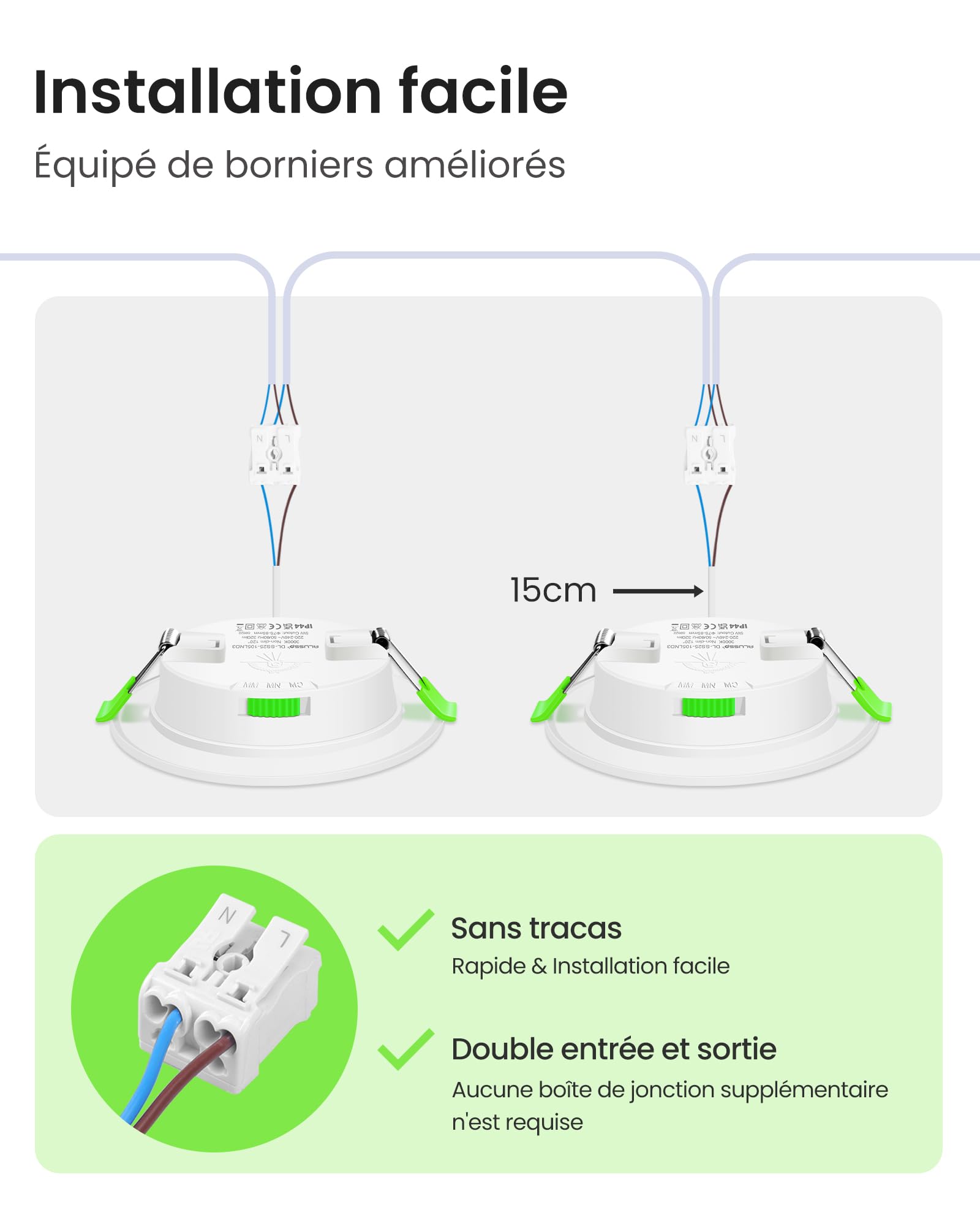 ALUSSO LED Spot Encastrable Extra Plat 5W 400 Lumen Dimmable 3000K 4000K 6500K IP44 Lot de 12