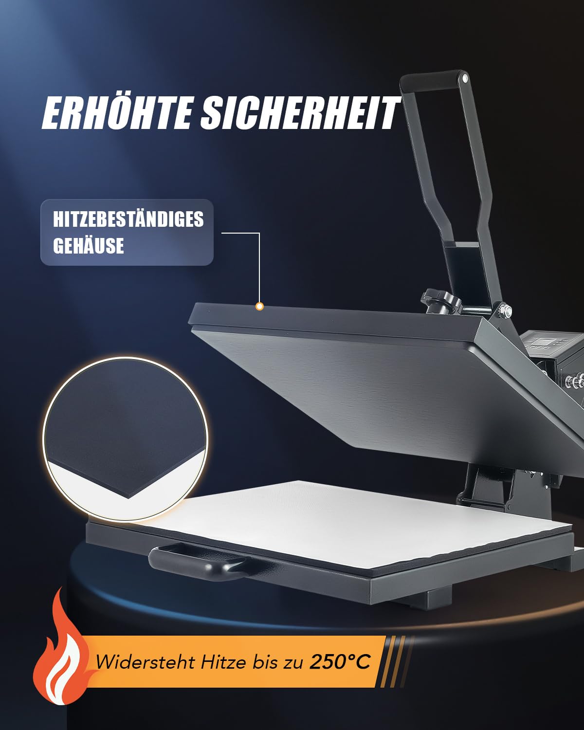 CREWORKS 40x50cm Transferpresse 2000W Heißpresse mit Doppelanzeige, Industrielle Flachbett-Heizpresse für T-Shirts DIY Sublimation, Große Druckfläche & Automatische Abschaltung, Schwarz