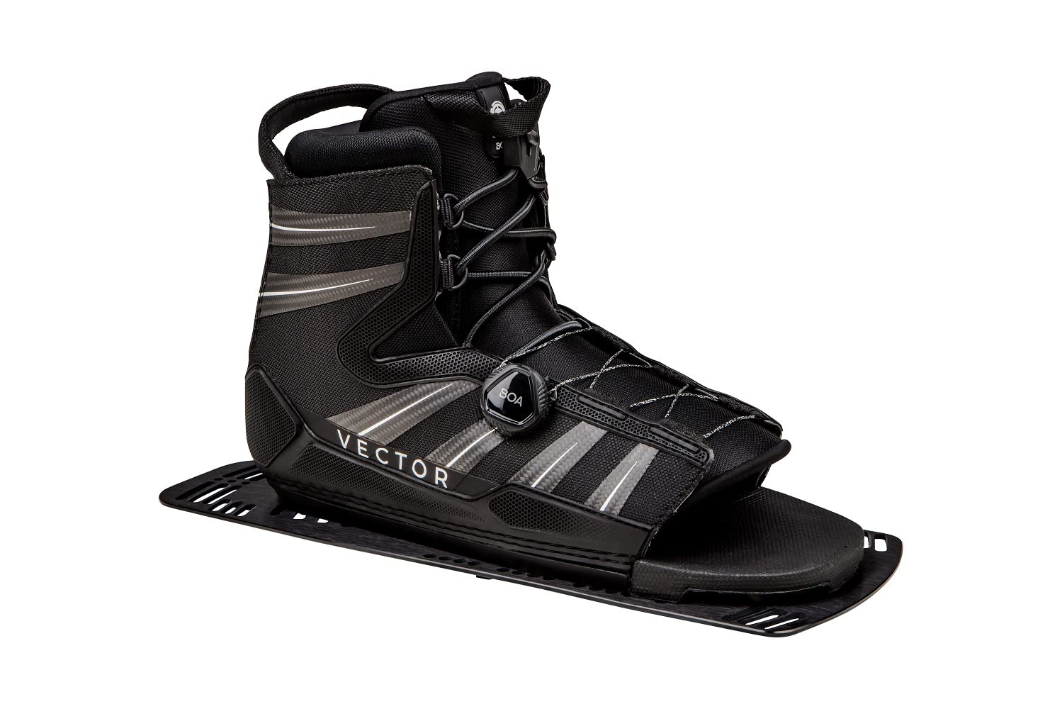 Radar Vector Boa Waterski Boot - Black/Carbon/White - SM - Rear Aluminum Plate