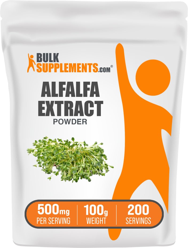 BulkSupplements.com Alfalfa Extract Powder - Alfalfa Supplement, Green Superfood Powder - Vegan & Gluten Free, Green Supplements - 500mg per Serving, 100g (3.5 oz) (Pack of 1) 3.53 Ounce (Pack of 1)
