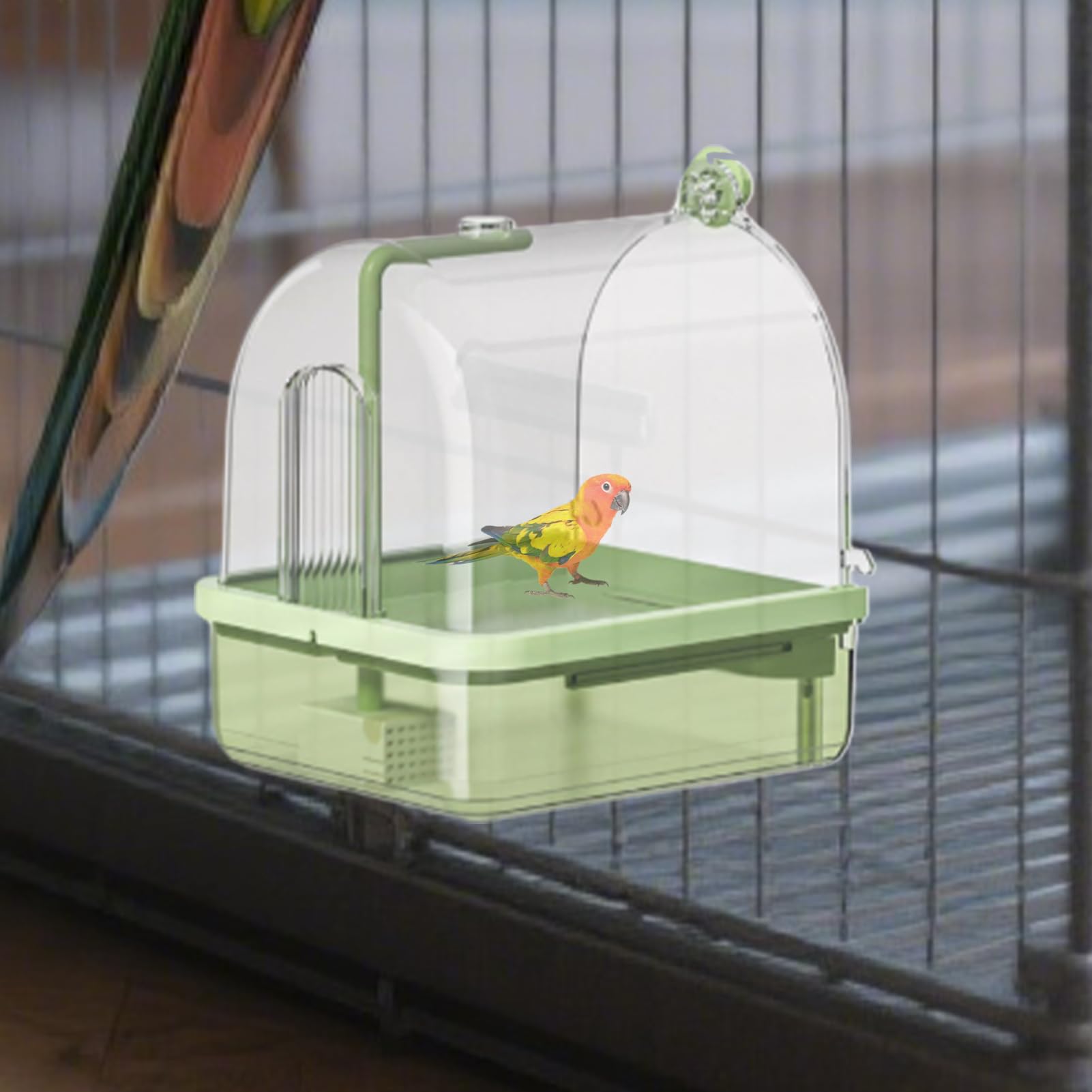 Bañera para Jaulas de Aves Soporte Automático Antimordiscos para Bañera | Baño Interior de Aves Pequeñas Para Exterior, Aviario, Cría, Exposición, Jaula, Jardín, Hogar, Transportín, Balcón