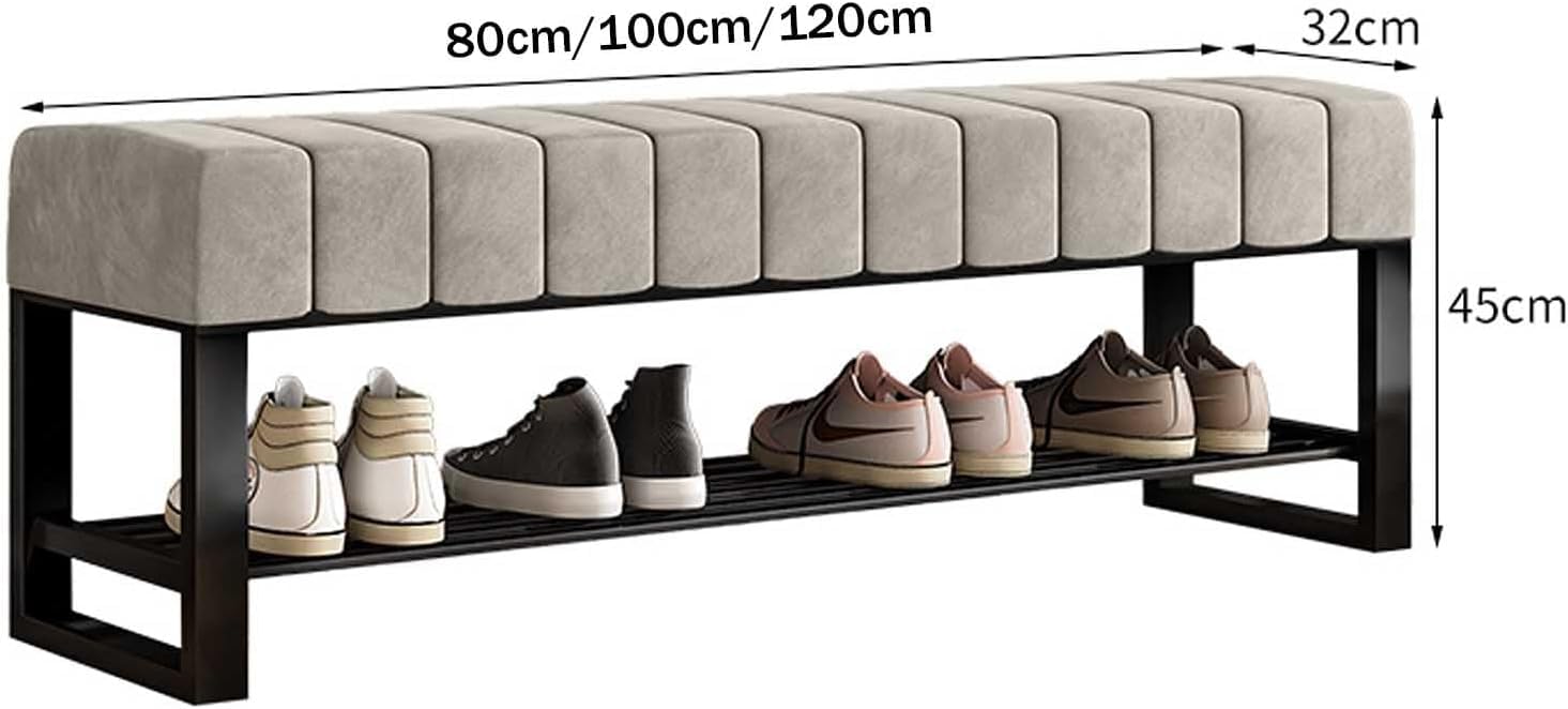 Tapicerowana ławka na buty przedpokoju ze schowkiem(Orange,80 * 32 * 45cm)