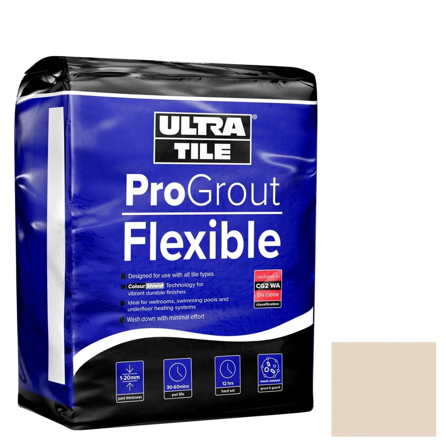 Ultra Tile Bahama Beige Flexible Grout 3KG Wetroom Swimming Pool Underfloor Heating Bathroom Kitchen All Tile Types