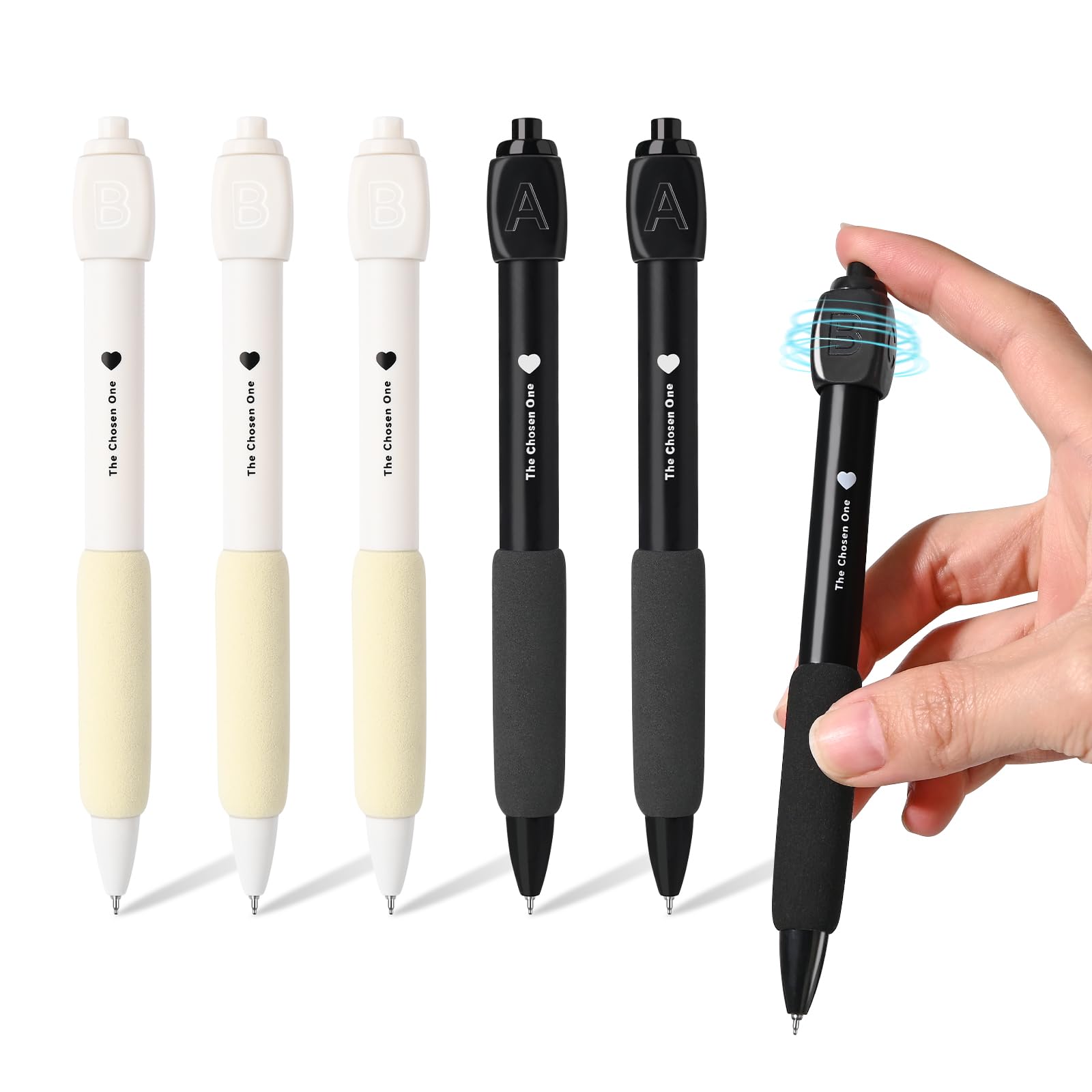 Valtiner 6 Pcs Gel Pens Ballpoint, Fine Point Pen Retractable, Smooth Writing Quick Dry 0.5mm Black Ink, Funny Office Desk Accessories for Journaling