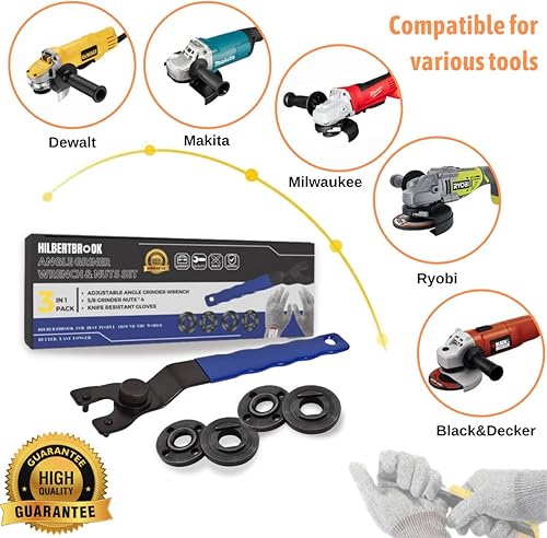 Miniatura 6 de Llave de molinillo de tuercas de eje 4 piezas compatibles con Makita Dewalt Milwaukee Metabo Grinder Parts Bosch Black Decker Ryobi 4.5 pulgadas