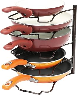 DecoBrothers 5-Tier Bronze Pan Organizer Rack for Kitchen Cabinets & Counters - Space-Saving Cookware Holder
