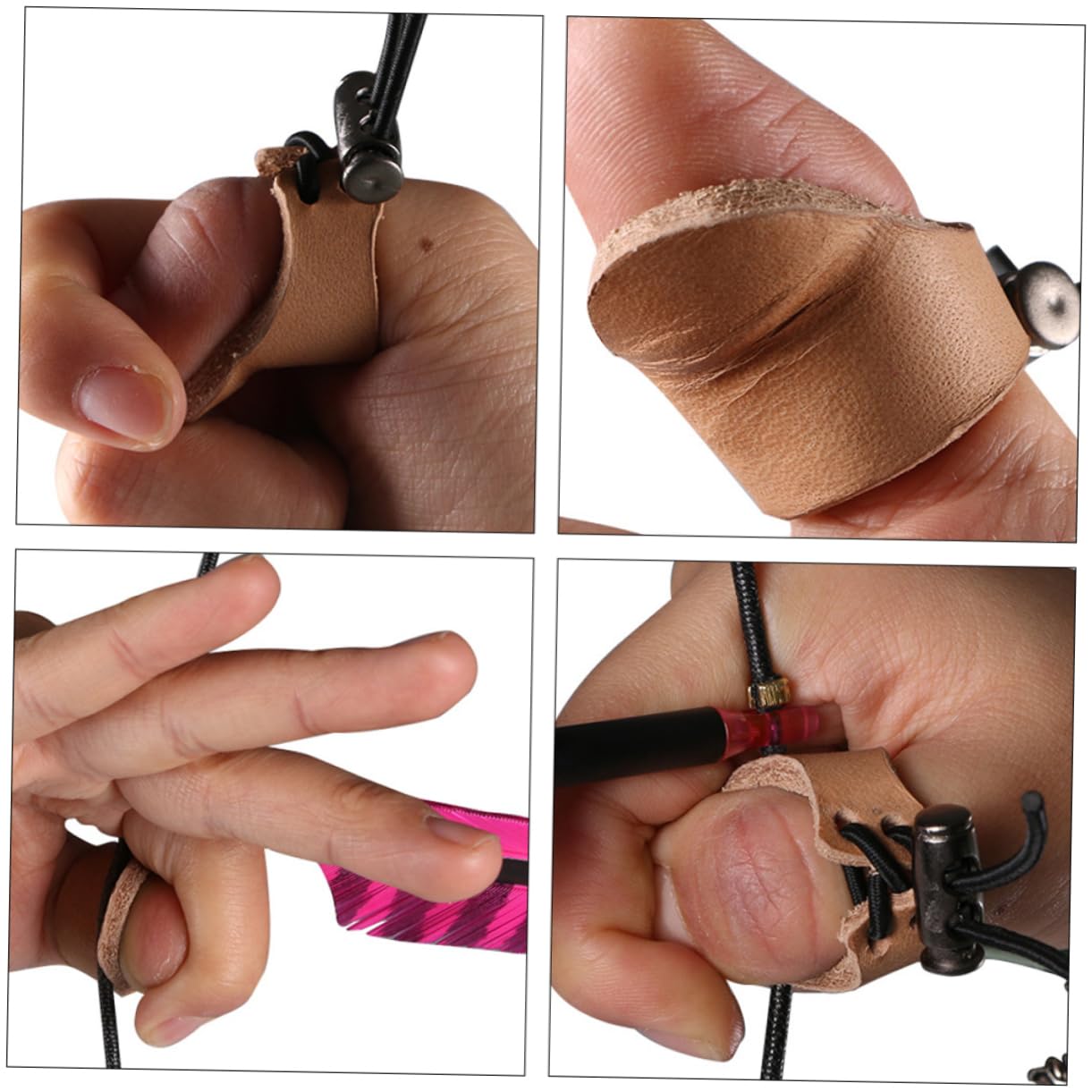 BCOATH Leather Thumb Ring Archery Finger Protector for Hunting Durable Bowstring Finger Saver for Right Left Hand Archers Comfortable and Tough Leather Design