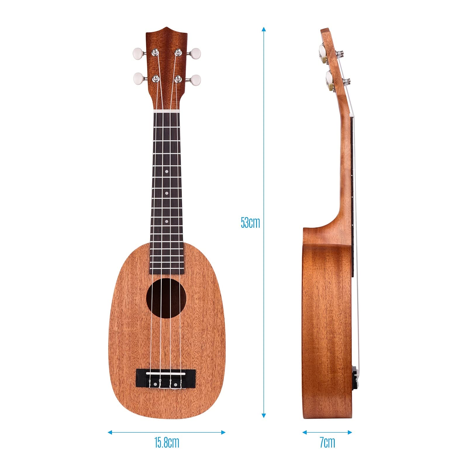 Ukulele koncertowe Początkujący Ukulele 21- calowy Zestaw Ukulele W Kształcie Ananasa 4 String Beginner Hawai Guitar Ukelele Sklejka Top I Podstrunnica Z Akcesoriami