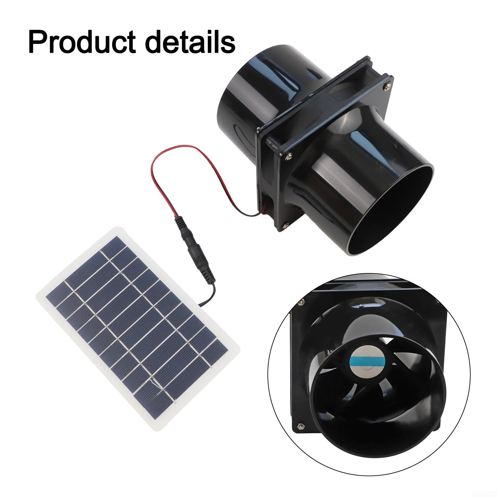 Solarbetriebenes Abluftventilator-Set mit rundem K, 10 W, 12 V, mit ABS-Gehäuse, Belüftungslösung mit integriertem Solarpanel für Wohnmobil, Dachboden, Boot und Gewächshaus (schwarz)
