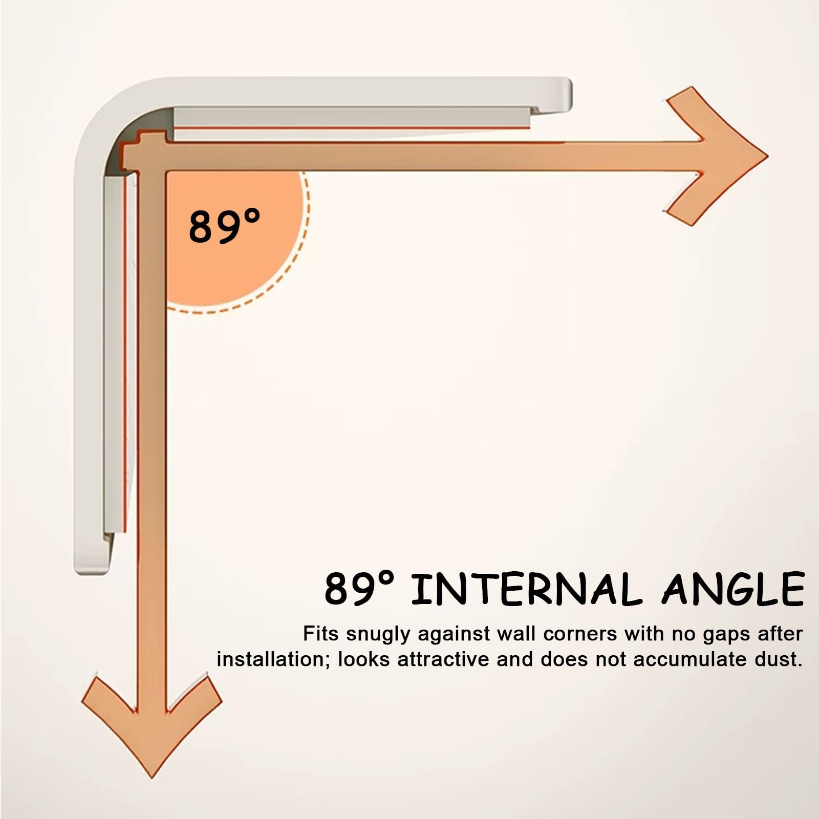 Paraspigoli Angolari in PVC, Autoadesivi, Para Spigoli | Paraspigoli Angolari, Angolo Interno a 89°, Smusso Arrotondato 2.5D, per Protezione e Decorazione(White,2.5x150cm/1x59in)