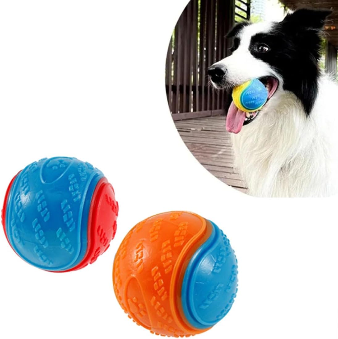 ANTOLESqueaky Dog Balls Dogs Interactive Toys Soft TPR Toys for Dog Pet Teeth Cleaning Bite Resistance Squeaky Dog Training Ball Toy