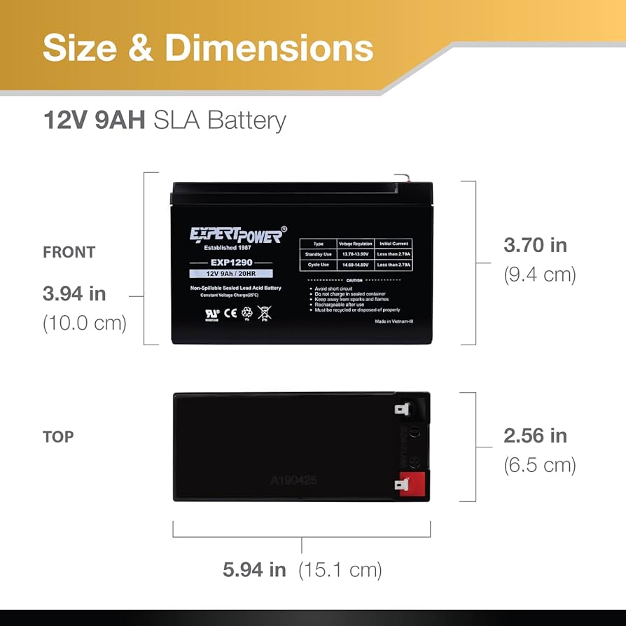 Amazon.com: ExpertPower 12v 9ah Sealed Lead Acid Battery
