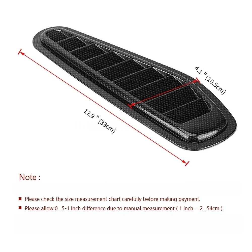 Adesivo Strisce Cofano e Tetto Auto 2 pezzi di motori universali Porta ventilazione cofano motore Auto Accessori modifica della decorazione presa d'aria finta(Carbon fibre)