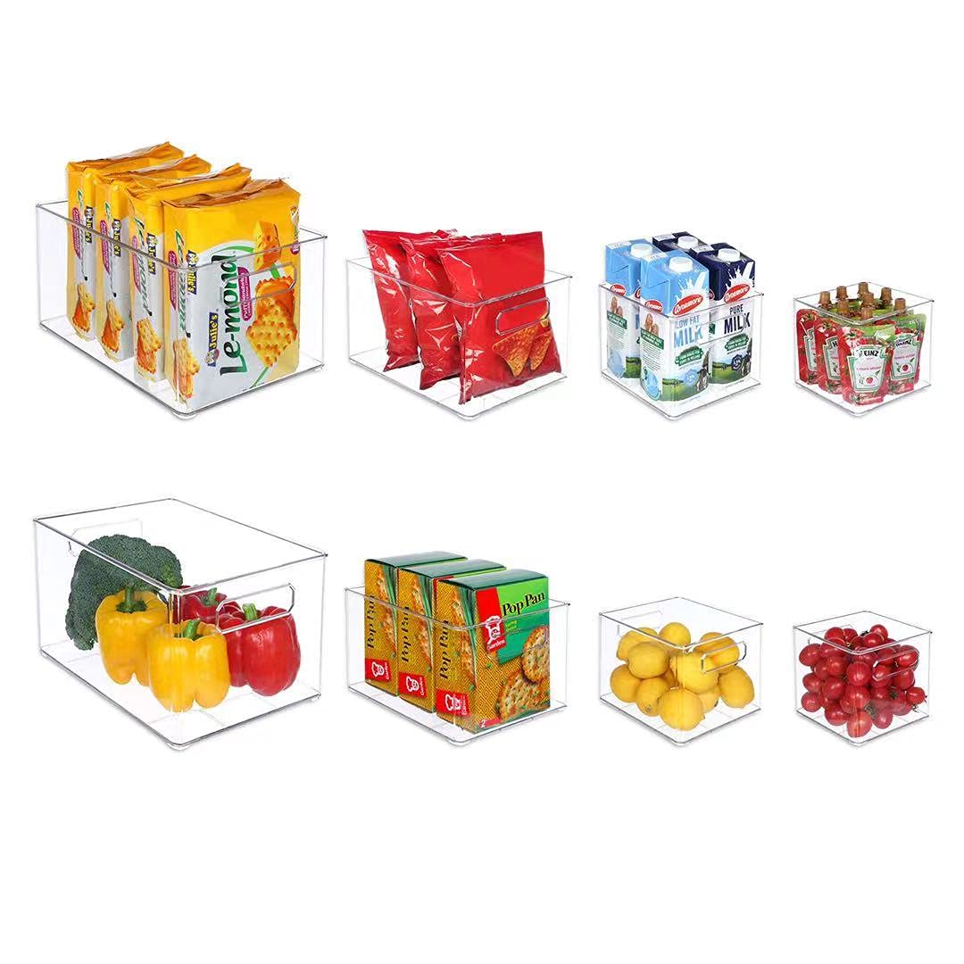 Buy Set of 8 Clear Plastic Pantry Organizer Bins, JELODM Stackable