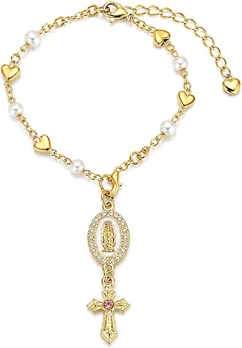 Crystal Rosary Bracelet For Women Men, Catholic Virgin Mary Bracelet With Rhines