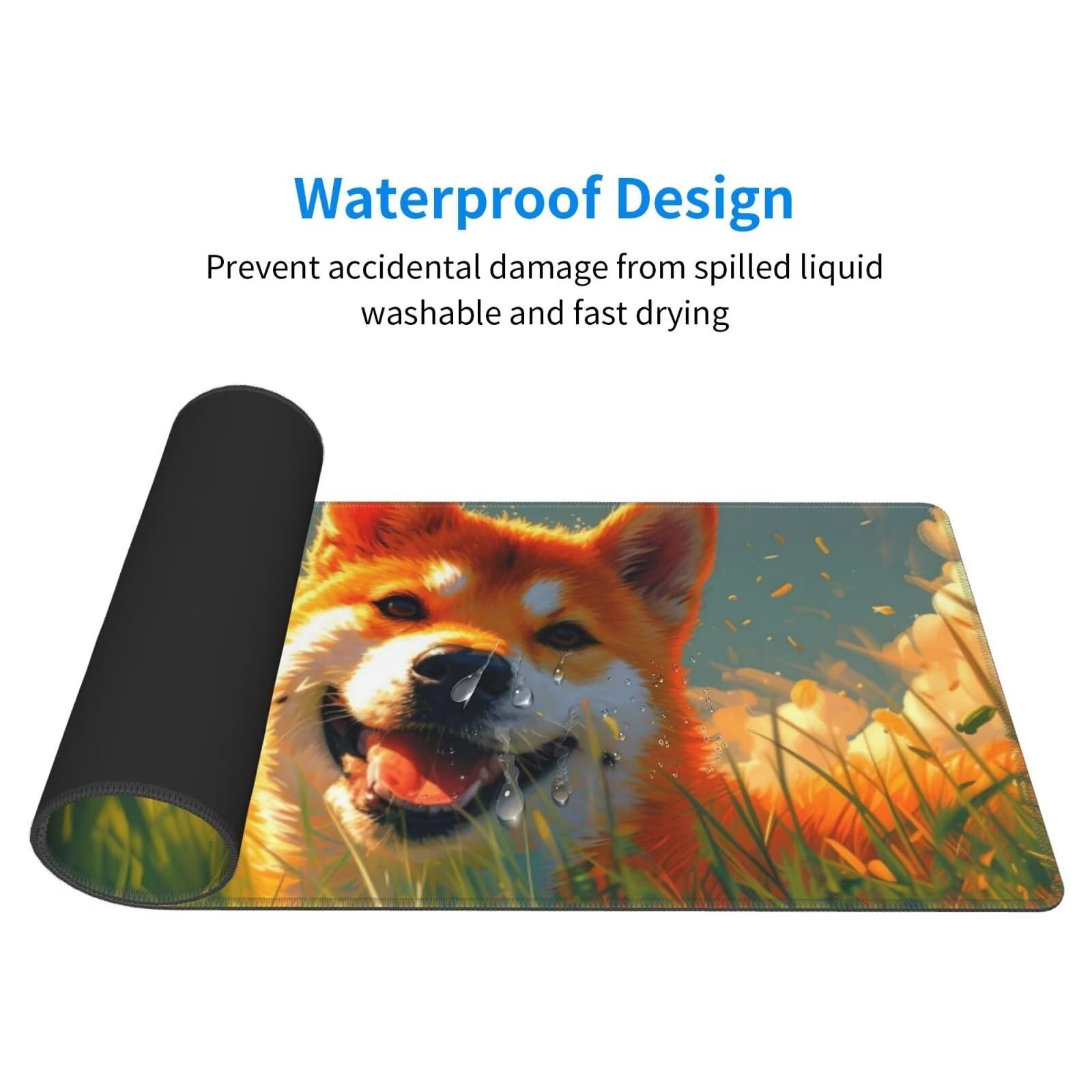 Tappetino Mouse, Tappetino Mouse Gaming Grande XXL 1500x800x3mm Tappetino Scrivania Mouse Pad, Base in Gomma Antiscivolo, Bordi Cuciti,Lavabile, Mousepad per Ufficio e Gaming (Corgi) R-400