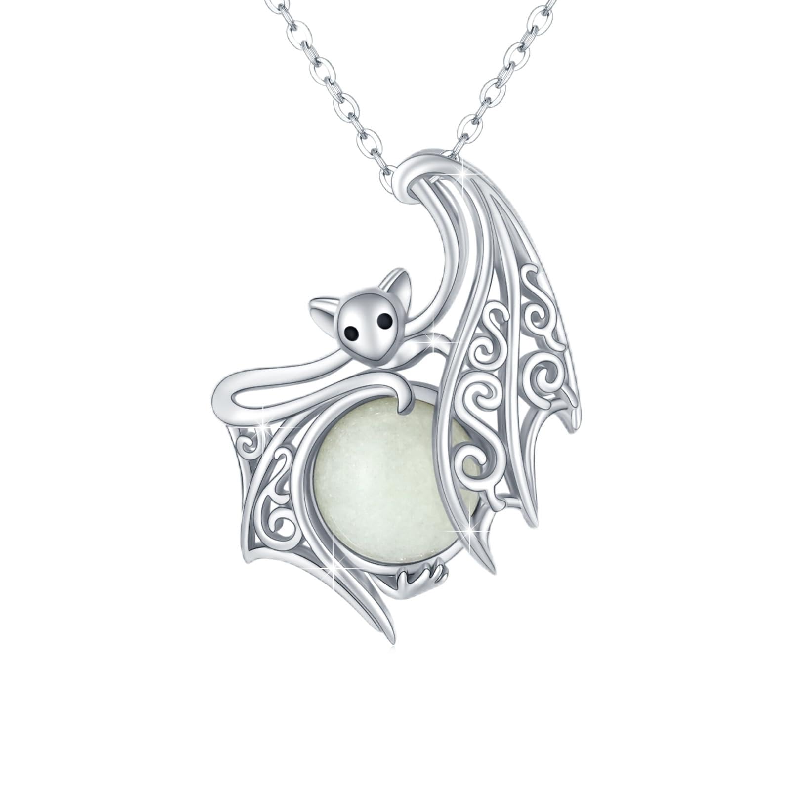 Fledermaus Kette S925 Sterling Silber Halloween Fledermaus Halskette Gothic Anhänger Halloween Anhänger Geschenk Weihnachten Schmuck für Damen