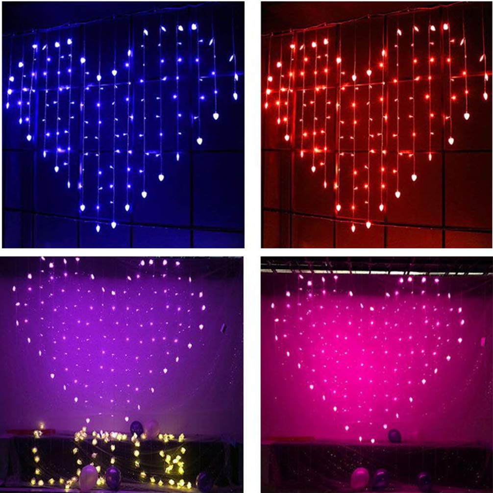 Uonlytech Luci a Tenda a Forma di Cuore LED per Decorazione Matrimonio e Festa Indoor, 2x1,5m in Acrilico Rosso per Creare Atmosfera Calda e Rilassata su Patio