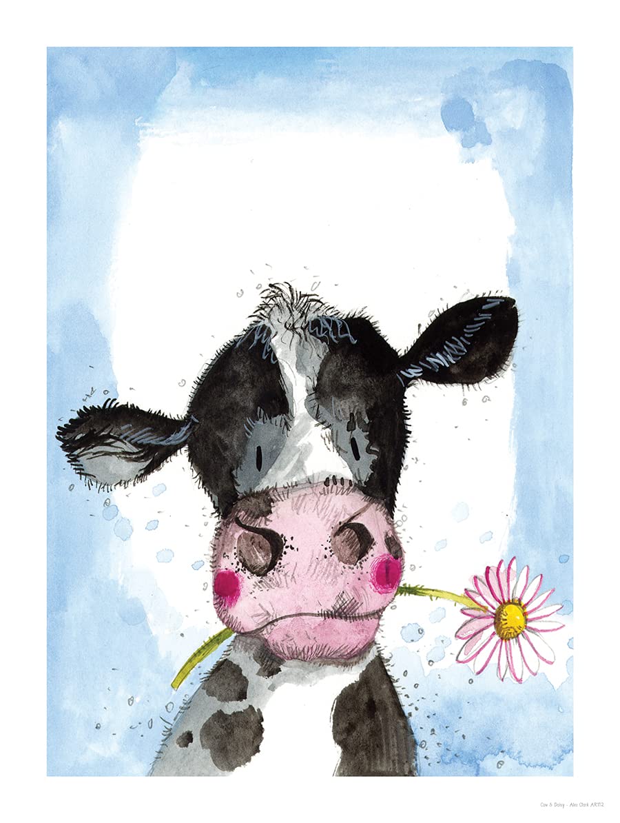 Alex Clark Art Ltd Alex Clark Cow And Daisy Art Print