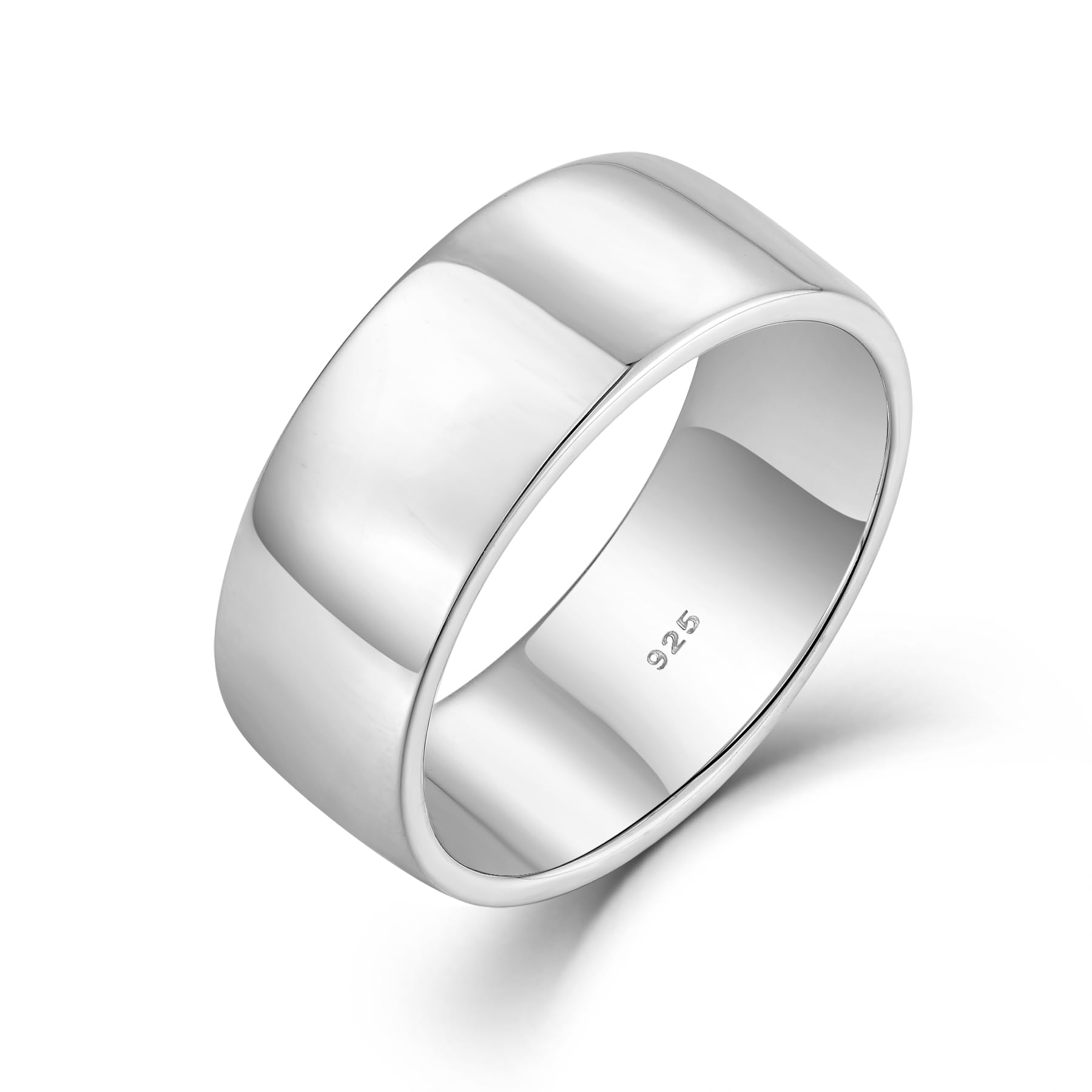 STARCHENIE Solid 925 Sterling Silver Wedding Band Ring, 2mm 3mm 4mm 5mm 6mm 7mm 8mm Width, Comfort Fit High Polish, for Men and Women