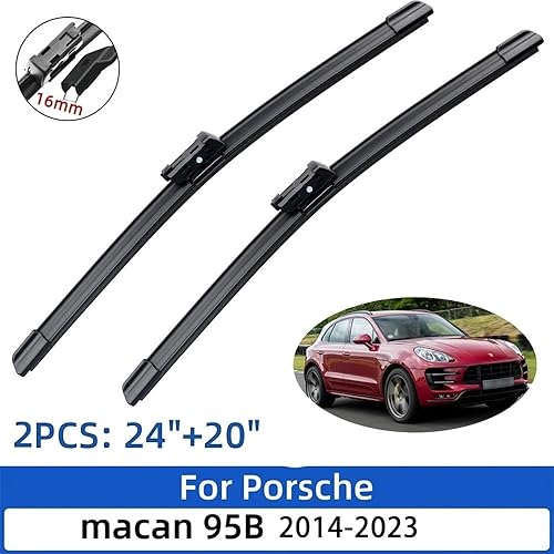 Miniatura 2 de Limpiaparabrisas LHD delantero compatible con Porsche Macan 95B 2014-2023 parabrisas ventana 24 + 20 pulgadas