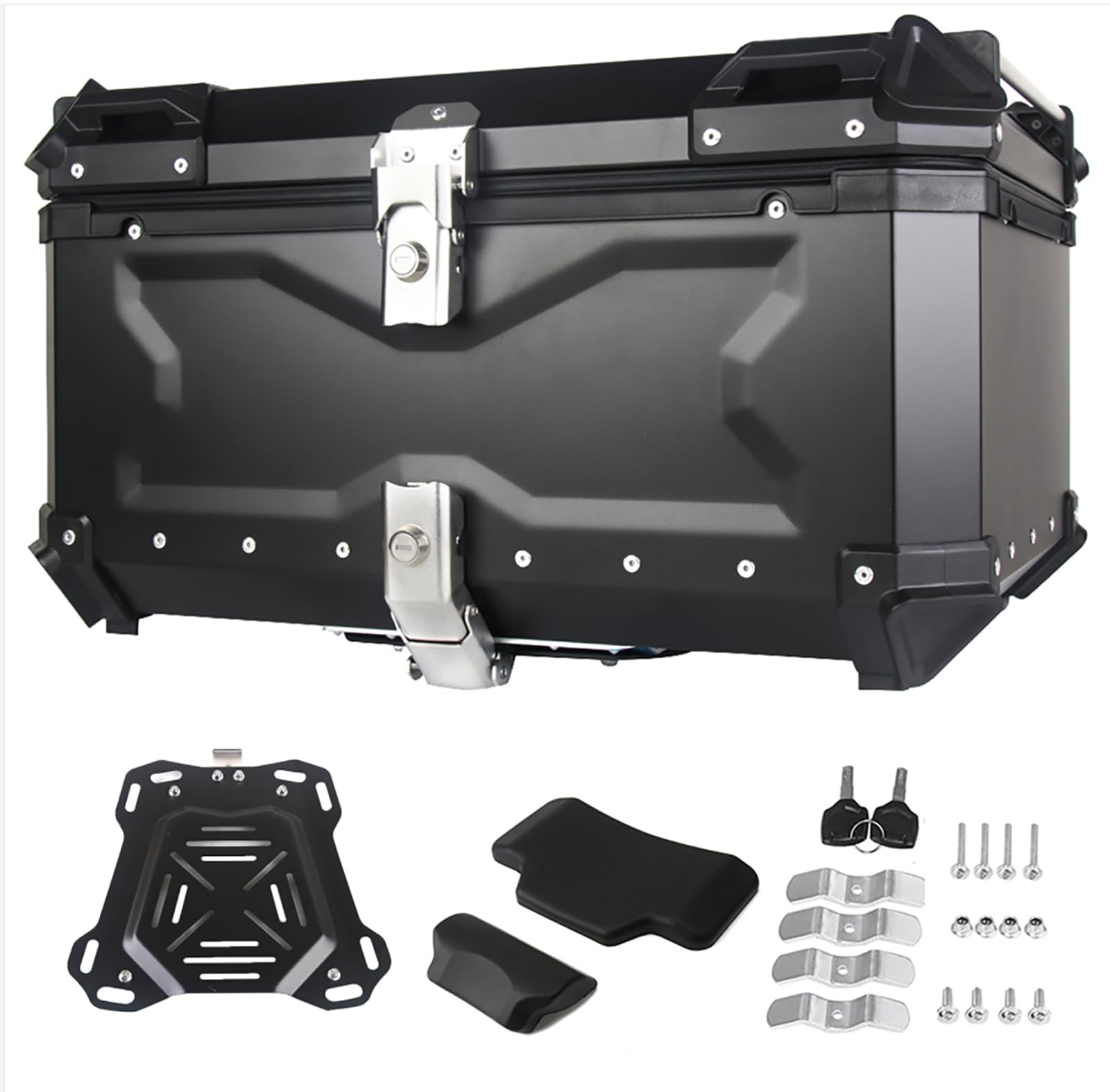 中古美品バイク リア ボックス アルミ 簡単脱着 65L (オール黒)