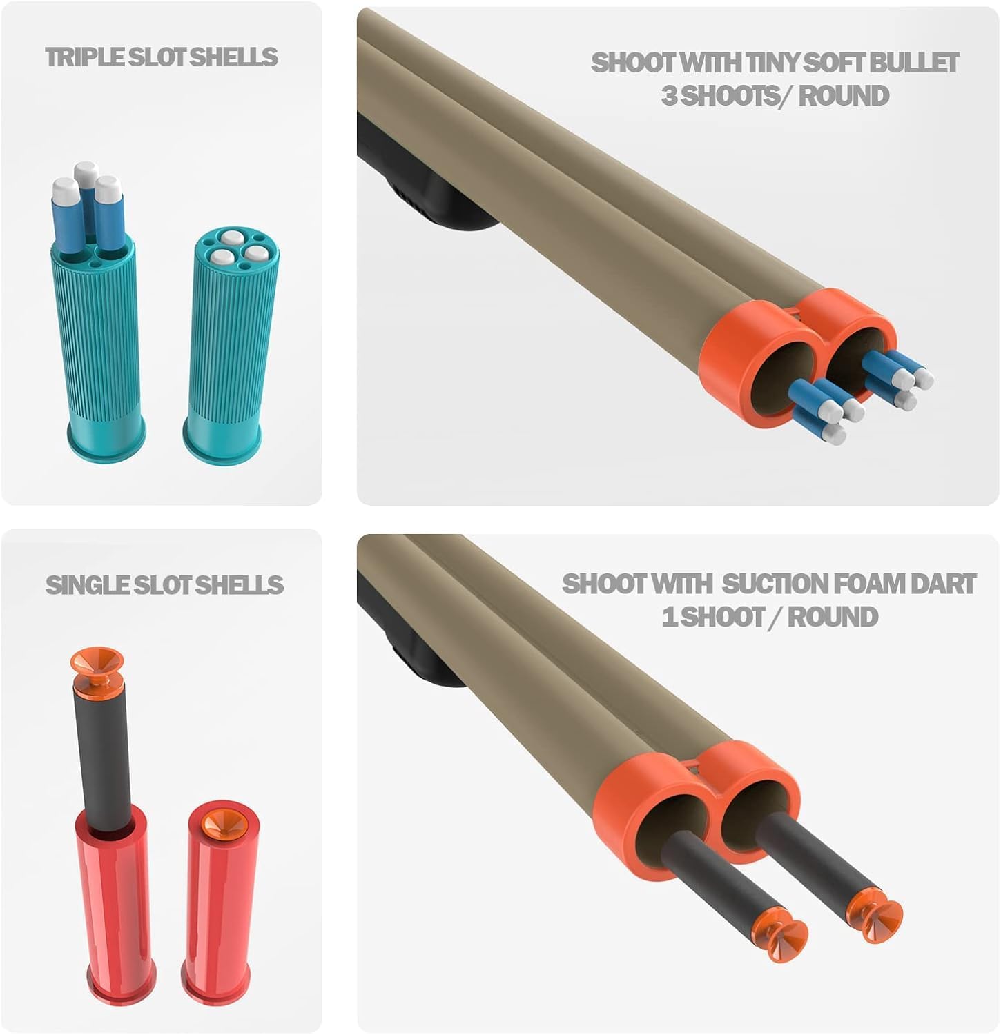 30 inch Foam Blaster with Double Barrel Soft Bullets Blaster with Shell Ejecting 2 in 1 Foam Blasters with Shell Casings 60 Foams Darts Gift for 14+ Years