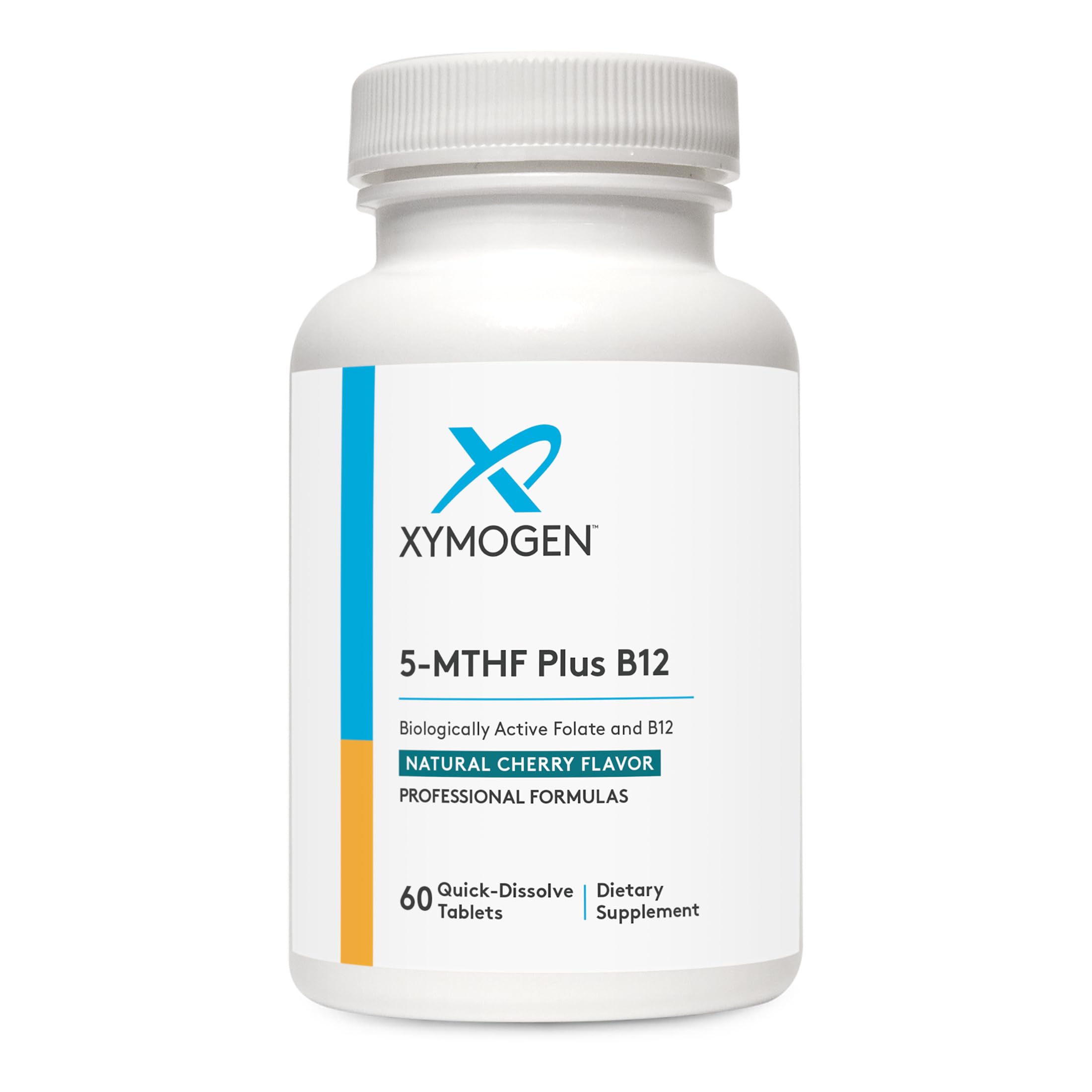 XYMOGEN 5-MTHF Plus B12, Cherry Flavor, 60 Quick-Dissolve Tablets 60 Count (Pack of 1)