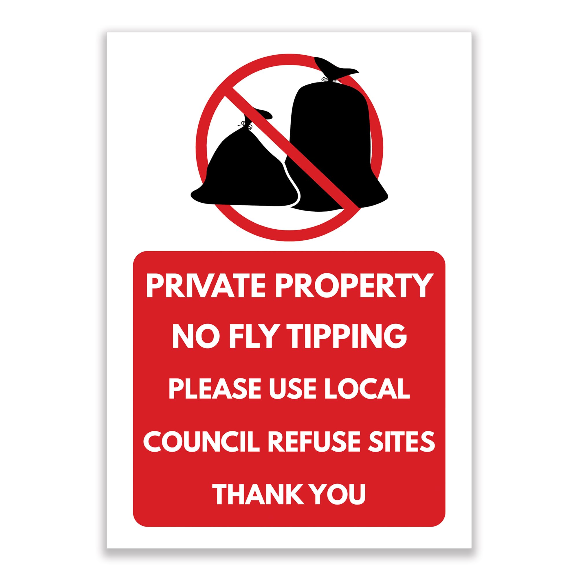 LP Lifestyle Private Property No Fly Tipping Sign – Durable Weatherproof Waterproof Rust-Free PVC Illegal Dumping Notice Use Council Refuse Sites No.522 (A4 (210mm x 297mm) – No Holes)