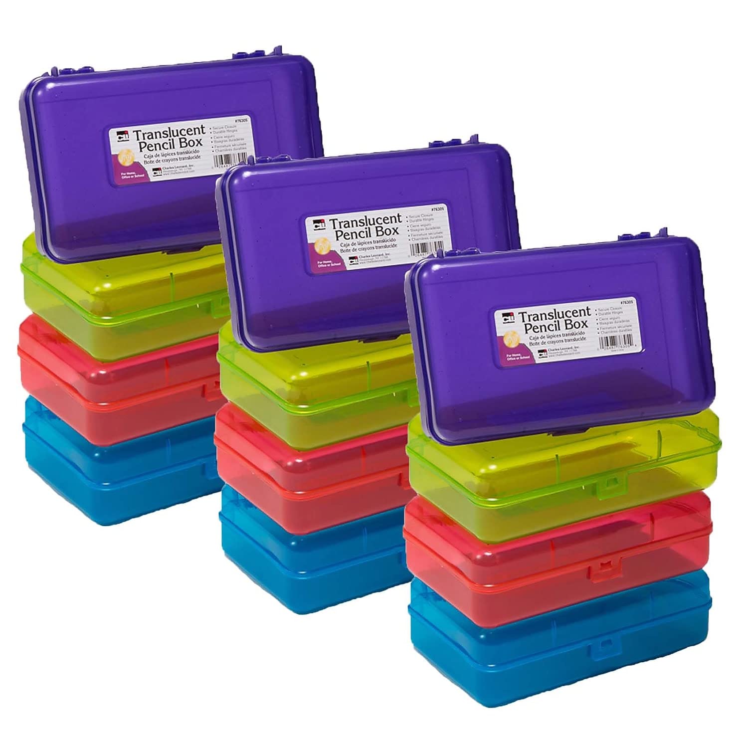 Amazon.com: Charles Leonard CLI Plastic Pencil Boxes, Assorted
