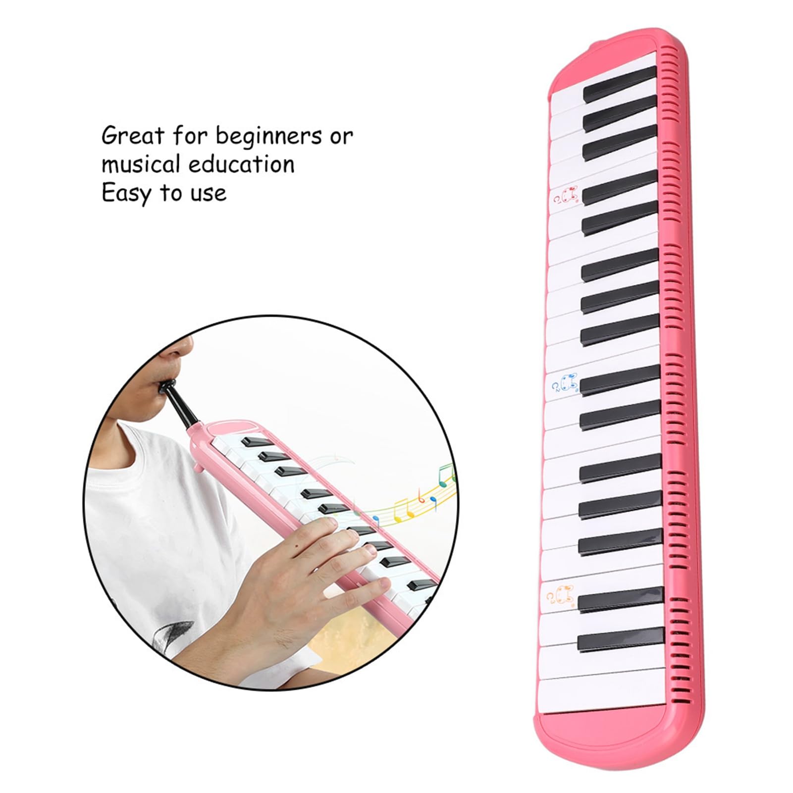 Melodica 37 teclas Instrumento de viento para adultos Piano de aire Teclado soprano Armónica Instrumento portátil para principiantes y amantes de la música Negro (Azul)