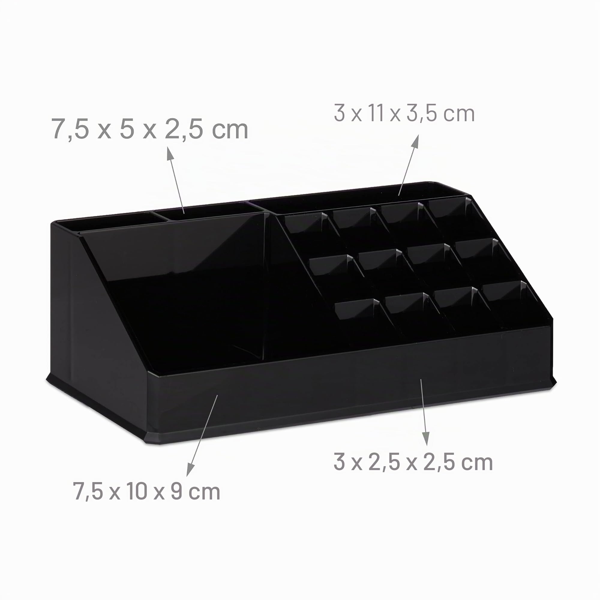 Relaxdays 2x Organizer Make-up, Contenitore con Porta-Rossetti e 4 Cassetti, Acrilico, Nero