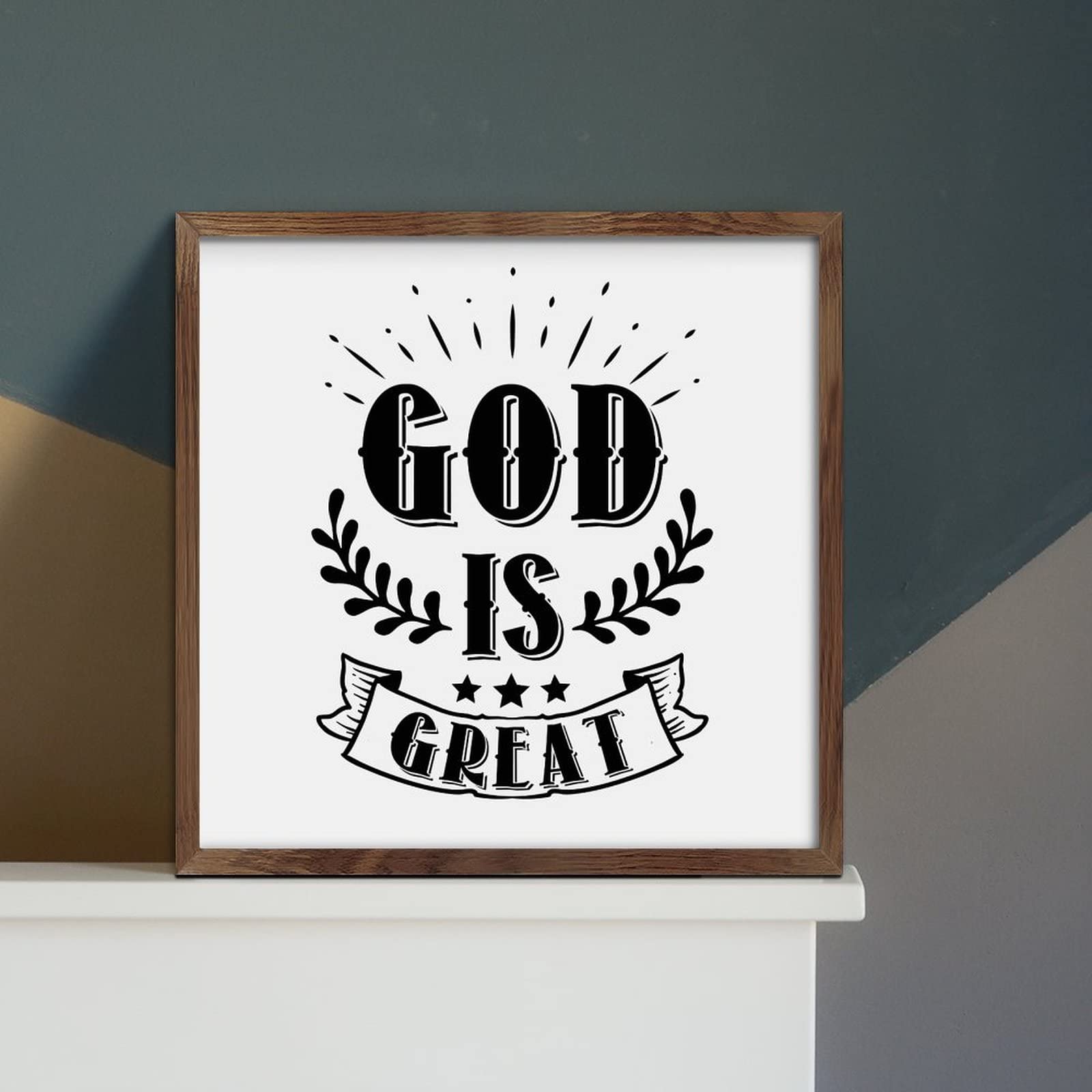 Pancarte Bois Vintage "Life Is Good, God Is Greater" - Fait Main Rustique - USA