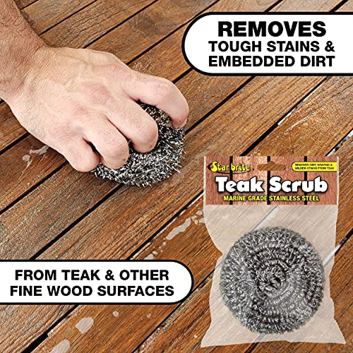 Image of Star brite Marine-Grade Stainless Steel Scrub Scouring Pad Scrubber - Refinish Wood Furniture & Boat Teak (Pack of 12)
