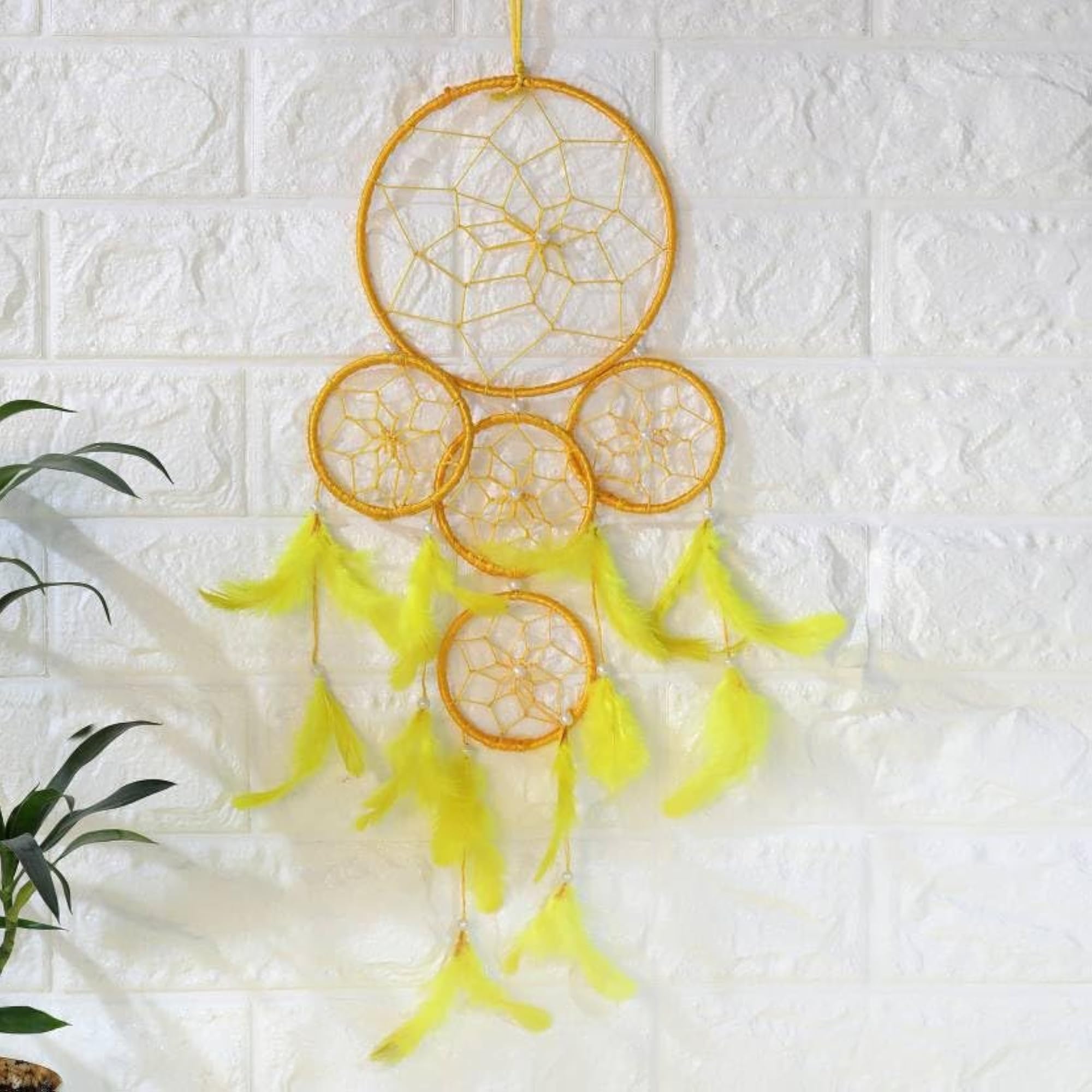 Feng Shui Five Ring Yellow Dream Catcher for Good Dreams