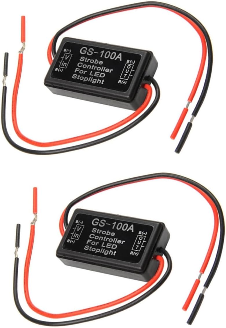2pcs Flash Strobe Controller Module for LED Brake Tail Stop Light Strobe Controller Flashing Speed Suitable for Car and Motorcycle Tail Lights