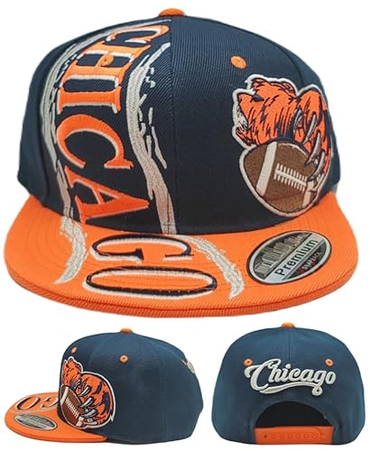 Chicago New Leader Premium Hurricane City Grizzly Claw Blue Orange Era Snapback Hat Cap