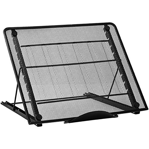PNNP Laptop Stand, Soporte Portatil Mesa Atril, Soporte para Computadora Portátil de Escritorio Ventilado Plegable de Malla, Ligero Universal y Altura Ajustable, Adecuado (7'-17') Pulgadas, Negro