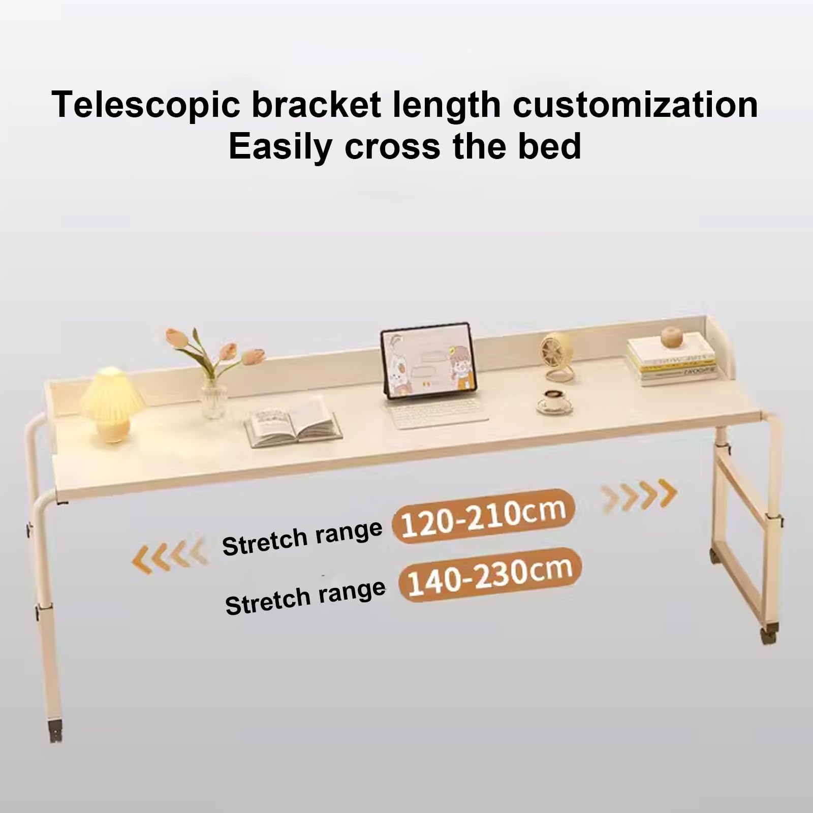 Tavolo sovraccarico Regolabile con Ruote - Tavolo rotolante per Letto, scrivania sopra Il Letto, Tavolo per Laptop - Ideale per l'uso dell'ufficio per l'home Office