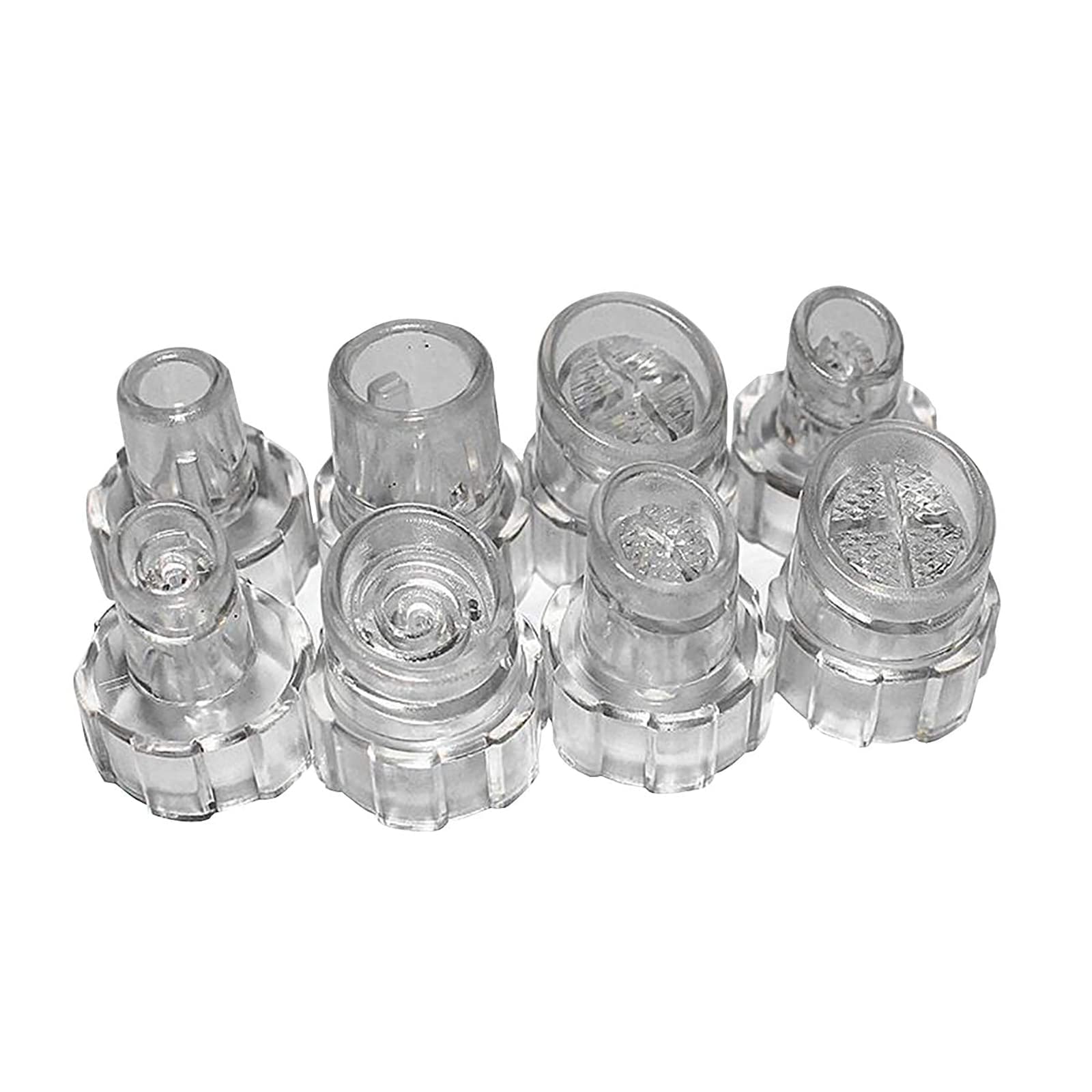Elitzia Plastic Hydro Dermabrasion Heads Aqua Peel Tips Water Peeling Caps Facial Care Skin Cleaning Tools Beauty Machine Replacement 8Pcs Per Set（Transparent）