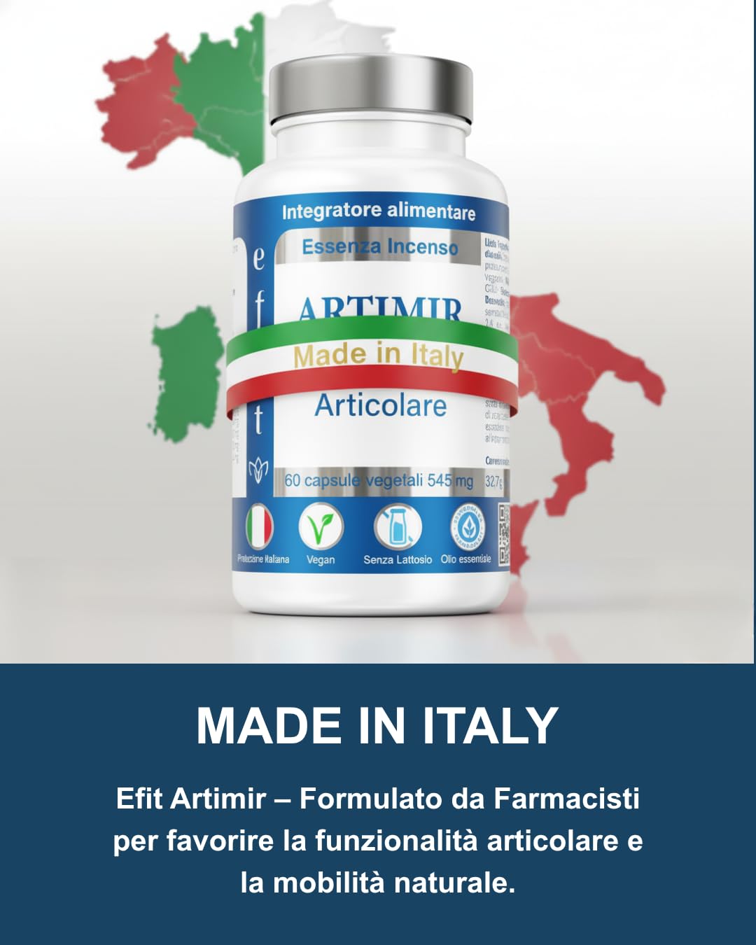EFIT ARTIMIR Glucosamina MSM Acido Ialuronico - Integratore Articolazioni Alto Dosaggio con Boswellia Artiglio Diavolo Bromelina - Supporto Cartilagine Ossa Tendini - 60 Capsule Made in Italy