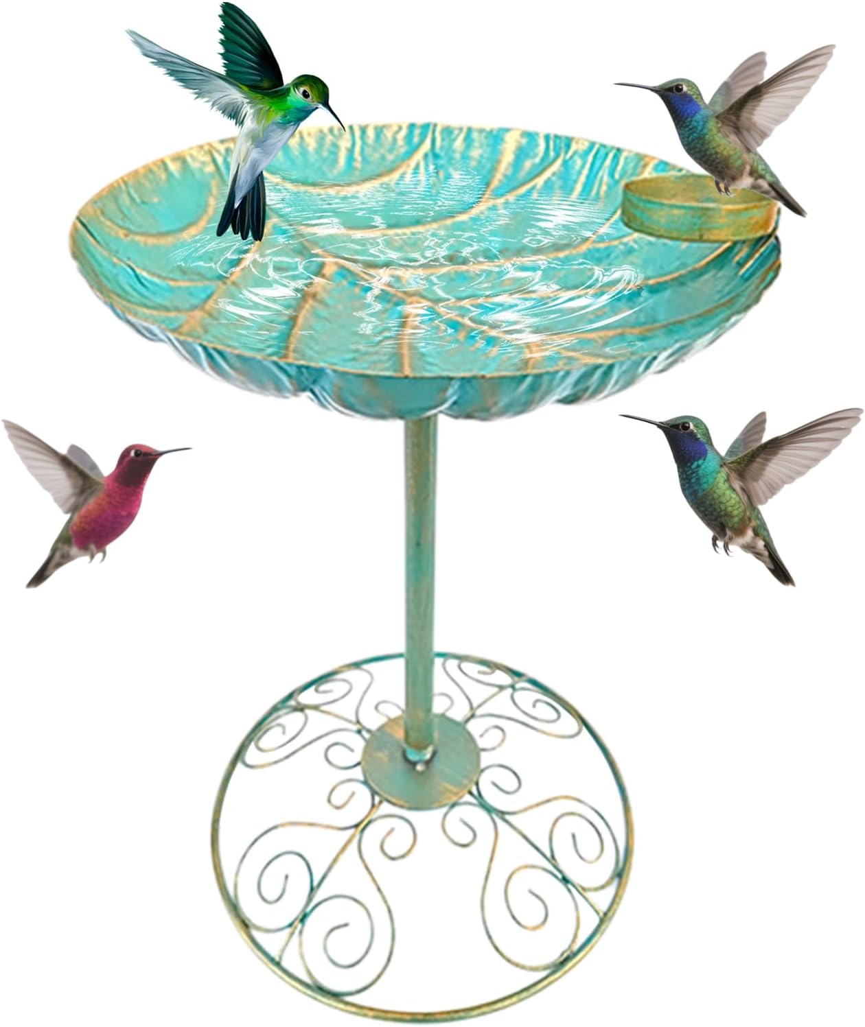 Metal Feeder - Vintage Bath, Metal Bird Bath, Vintage Outdoor Birdbath, Rustproof Water Feeder Planter | Yard Statue Decorations for Fence Yard Porch Lawn Deck Backyard Balcony Bronze Finished