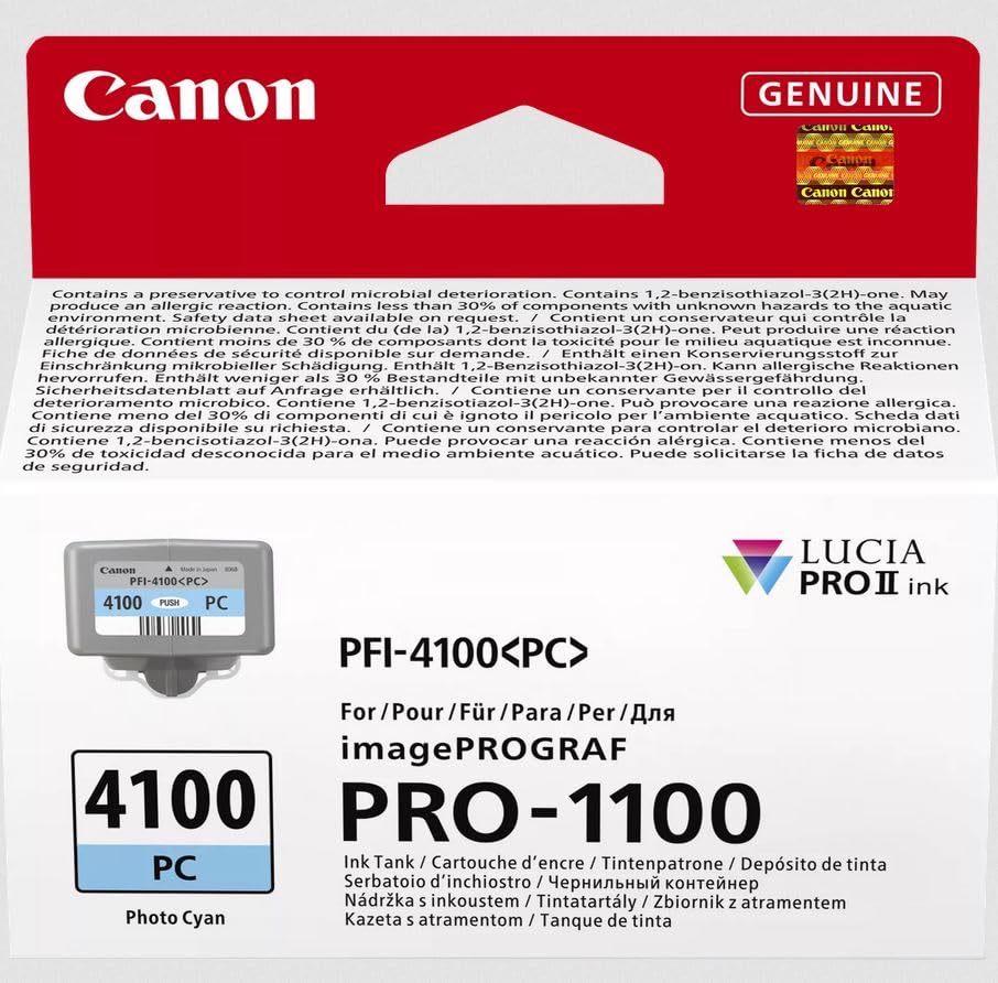 Canon PFI-4100PC – Cartouche d’Encre d’Origine pour imprimante Photo (1x Cyan Photo) – Compatible imagePROGRAF PRO-1100