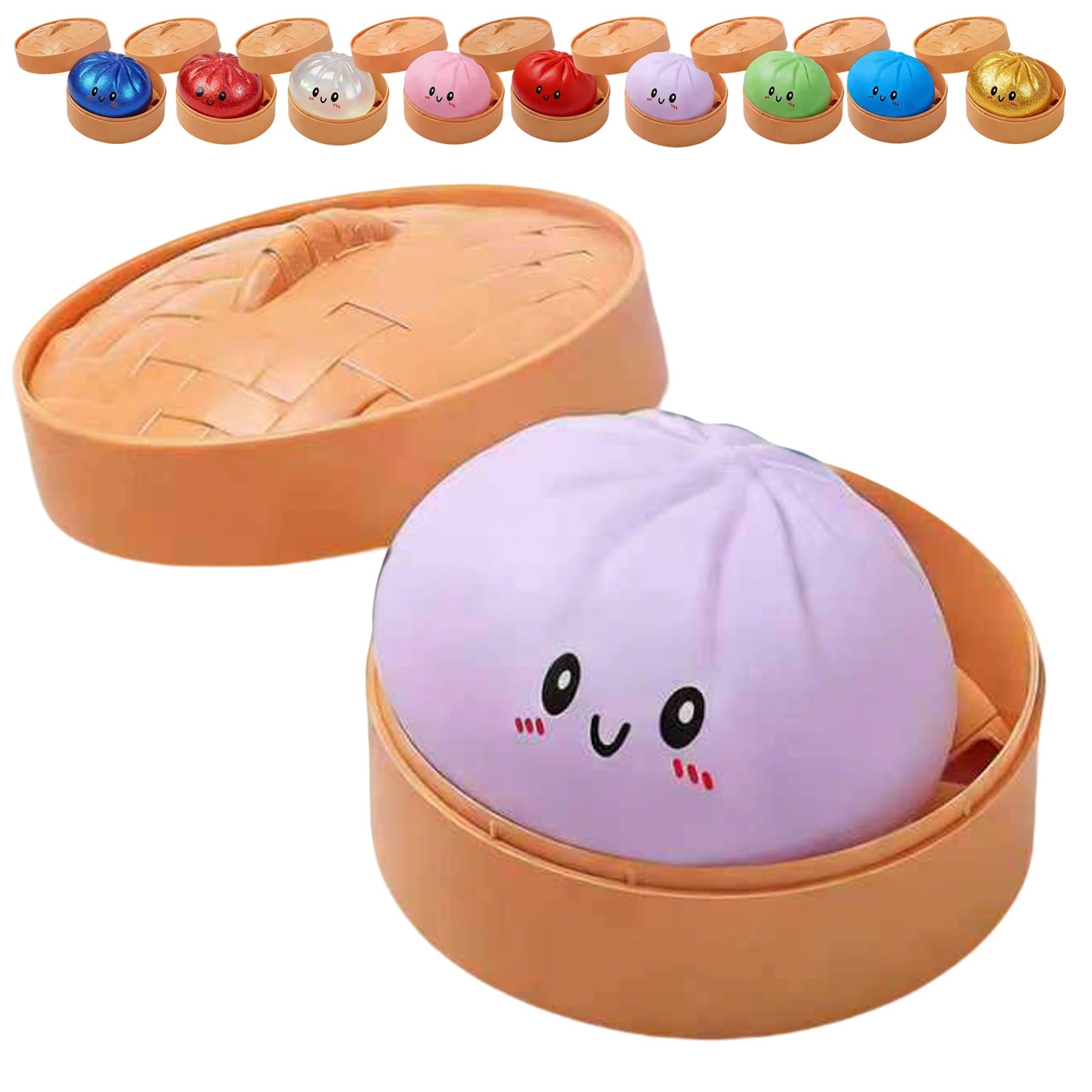 Glitter Dumpling, Glitter Dumpling Squishy with Box, Dumplings Sensory Squeeze Toy for Stress Relief (White) — view 15